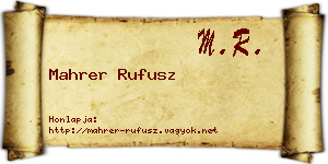 Mahrer Rufusz névjegykártya